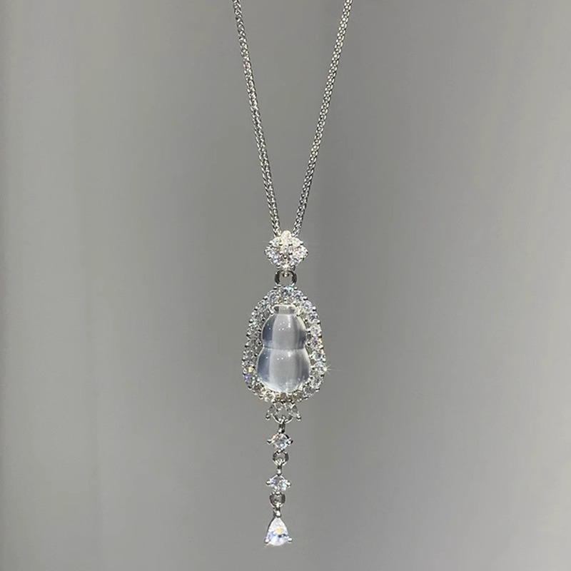 冰透白微镶葫芦项链女颈链
