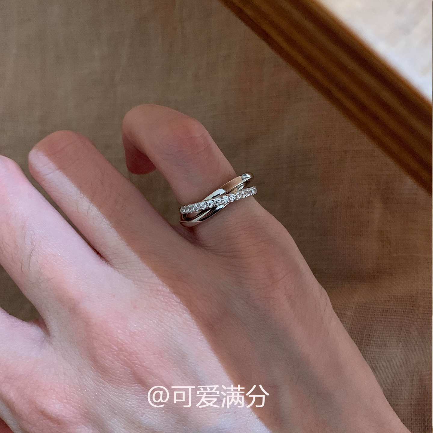 冷淡风爆闪三环星轨戒指女