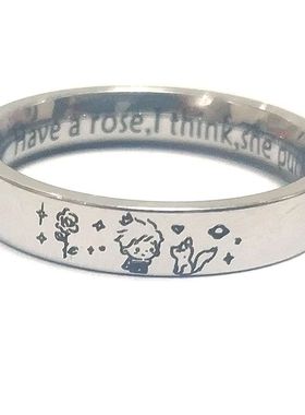 小王子与玫瑰钛钢戒指情