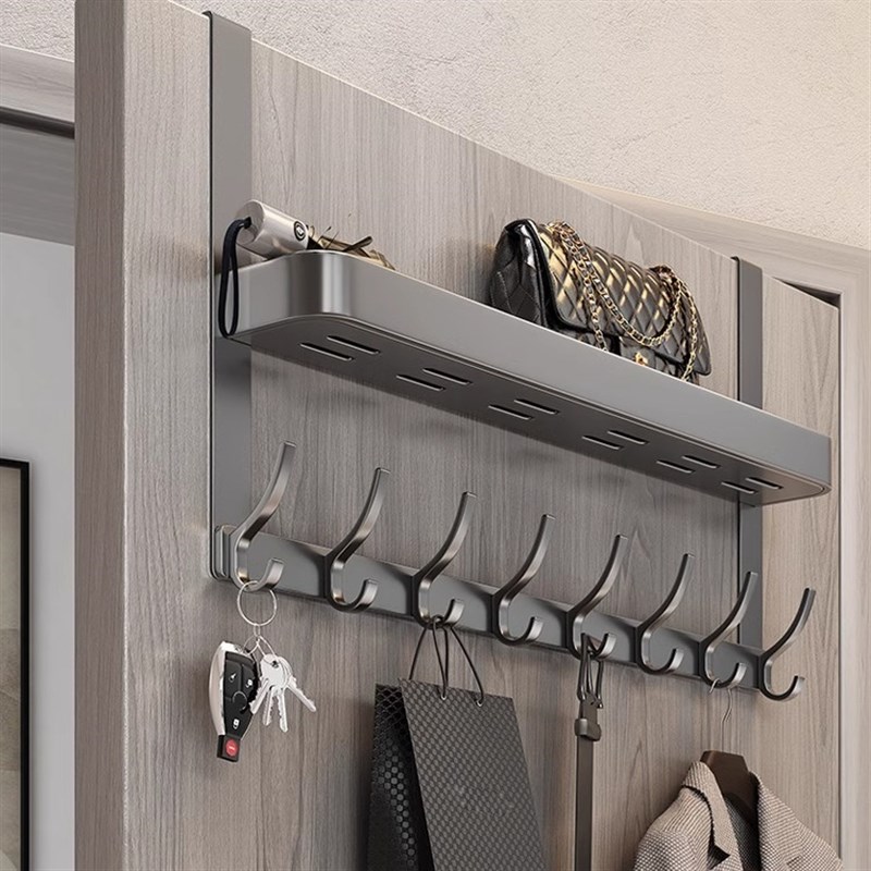 门后置物架门后j挂衣架不伤门双层门挂架免打孔收纳架卧室门后挂