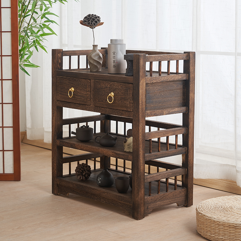 全实木茶水柜边几角几整装中式茶桌边柜简约小型茶柜X收纳柜置物