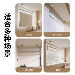 单杆式 阳台家用手摇升降晾衣架顶装 可晒J被子室内单排手动杆凉衣
