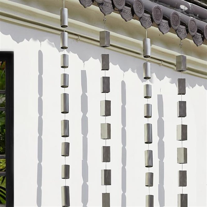 铝合金雨链滴水链花瓣庭院雨水链排水F屋檐雨链中式环形水链落水