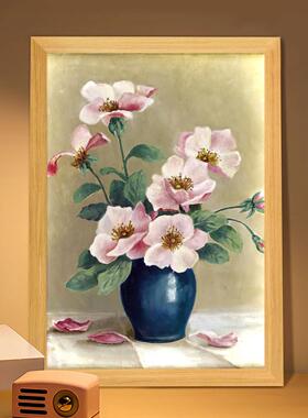 牡丹花美式客厅灯光画卧室复古花卉艺术装饰品摆件小夜灯创意礼物