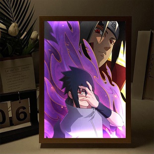 手办镜子小夜灯礼品摆件 火影忍者周边灯光画鸣人宇智波佐助二次元