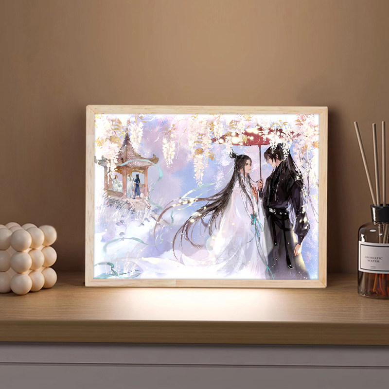 二哈和他的白猫师尊镜子灯光画海棠微雨楚晚宁周边音响小夜灯摆件图片