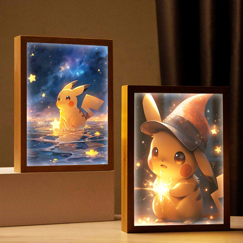 可爱皮卡丘灯光画小夜灯周边手办动漫定制男朋友女朋友生日礼物