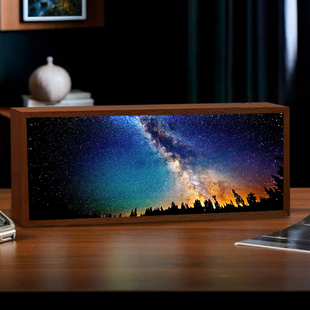 唯美星空雪山灯光画治愈系风景卧室床头音响小夜灯创意礼物小摆件