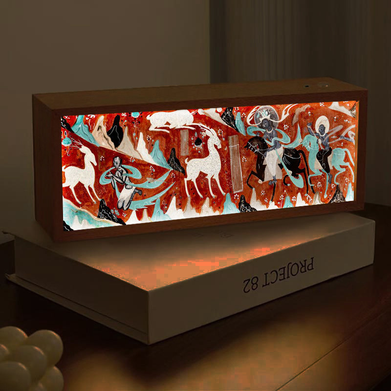 中古风敦煌九色鹿周边灯光画好寓意卧室蓝牙音响小夜灯发光礼物画