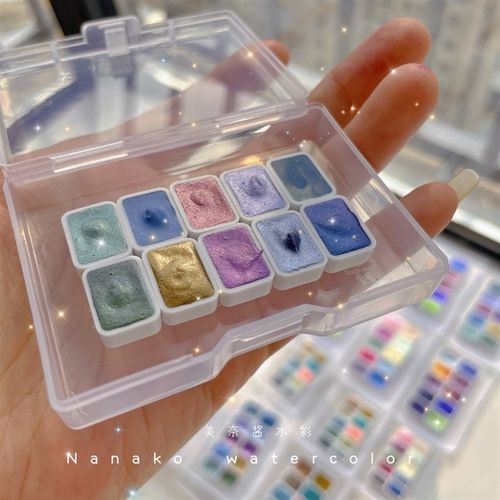 视爵云母变色龙分层色手绘美甲珠光水彩颜料分装珠光带闪娃娃上色