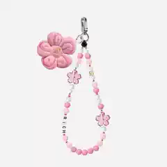 CASOSEFY New Year Rich Flower Money Phone Charm Pink Flower Pendant Puff Heart Bag Charm