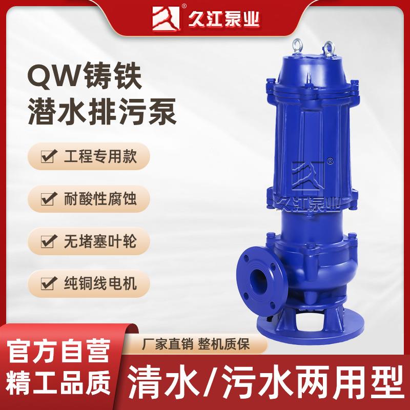 QW无堵塞潜水排污泵WQ大流量铸铁潜水自耦式污水泵便携抽水泵