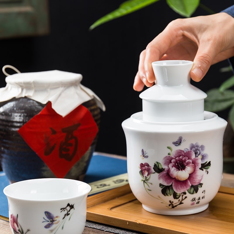 温酒壶家用烫酒陶瓷m老式暖热酒具白酒黄酒温酒半斤分酒器酒杯套