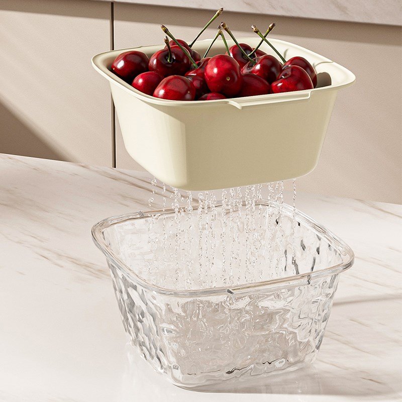 双层洗水果神器沥水篮厨房家用新款K客厅淋水篮精致小果盘