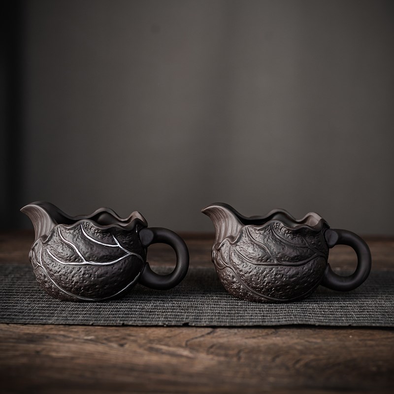 紫砂荷叶公道杯大号茶q海家用陶瓷分茶器功夫茶具配件泡茶公杯匀