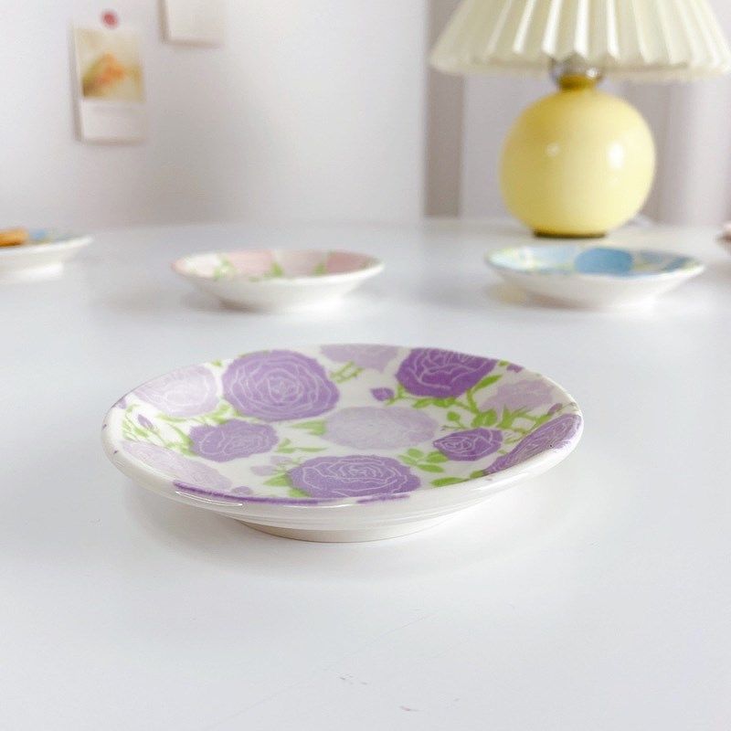 春季玫瑰花朵蝶陶瓷碟蛋糕点心碟子蘸料碟调料碟T酱醋芥末饺子碟,餐饮具,碟,淘宝优惠券,粉丝福利购,淘宝优惠卷