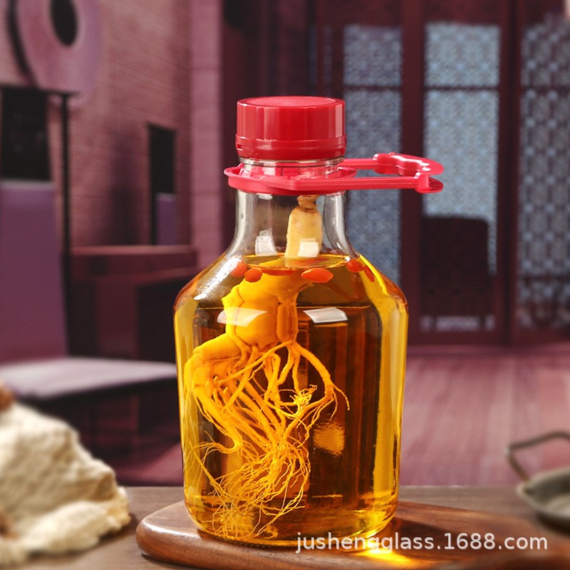 玻璃泡酒瓶酒桶新款人参白酒x罐家用手提专用密封罐酒瓶加厚空瓶