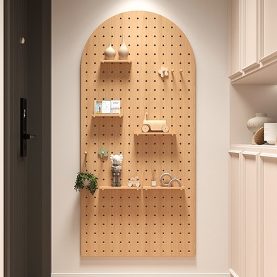 实木洞洞板定制墙上置物架木质收纳墙壁挂K入户玄关展示架书架隔