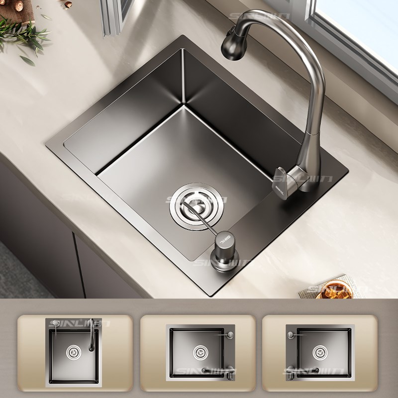 水槽单槽小尺寸不锈钢迷你手工吧台岛H台小号厨房西厨洗菜盆洗碗