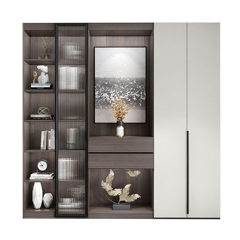 意式书柜组合一体整面墙轻奢玻璃门书橱展示M柜客厅满墙书架储物