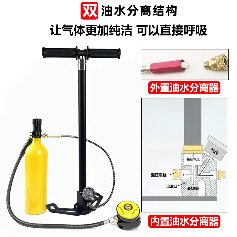 加强高压打气泵40mpa加压四级打气筒省力30mpa潜水氧X气瓶轮胎充