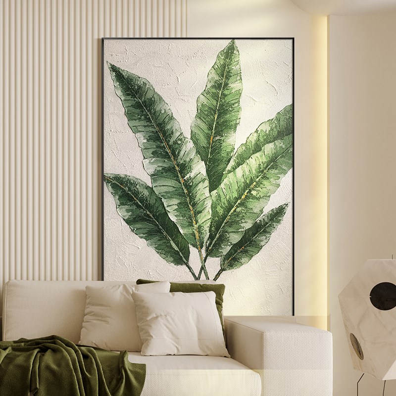 安家立业纯手绘油画现代简约沙发背景墙装饰画立体肌理感过道挂画图片