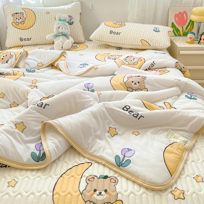 夏季乳胶冰丝凉席夏被四件套床单人空调软席子床垫三件套可机水洗