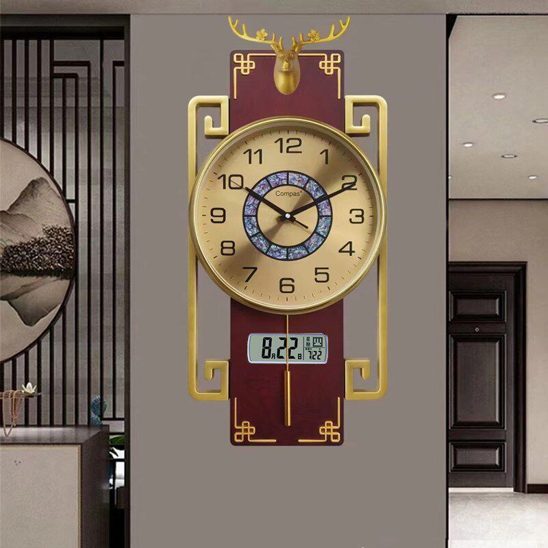 康巴丝音乐报时挂钟钟表客厅家用装饰复古石英挂表家居静音摆钟表