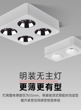 S29超薄明装防眩射灯双头方形客厅家用专业无主灯灯光设计