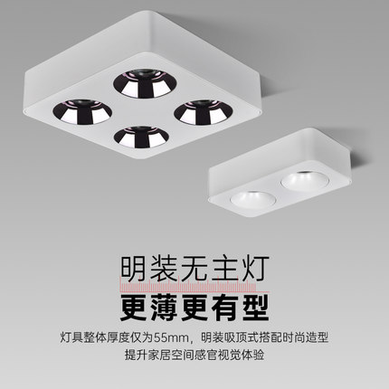 S29超薄明装防眩射灯双头方形客厅家用专业无主灯灯光设计