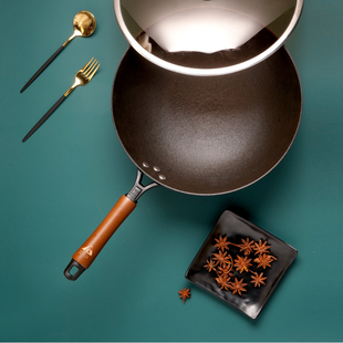 四川江油宏江家用生铁锅燃气灶电磁炉传统炒菜锅无涂层不粘铸铁锅