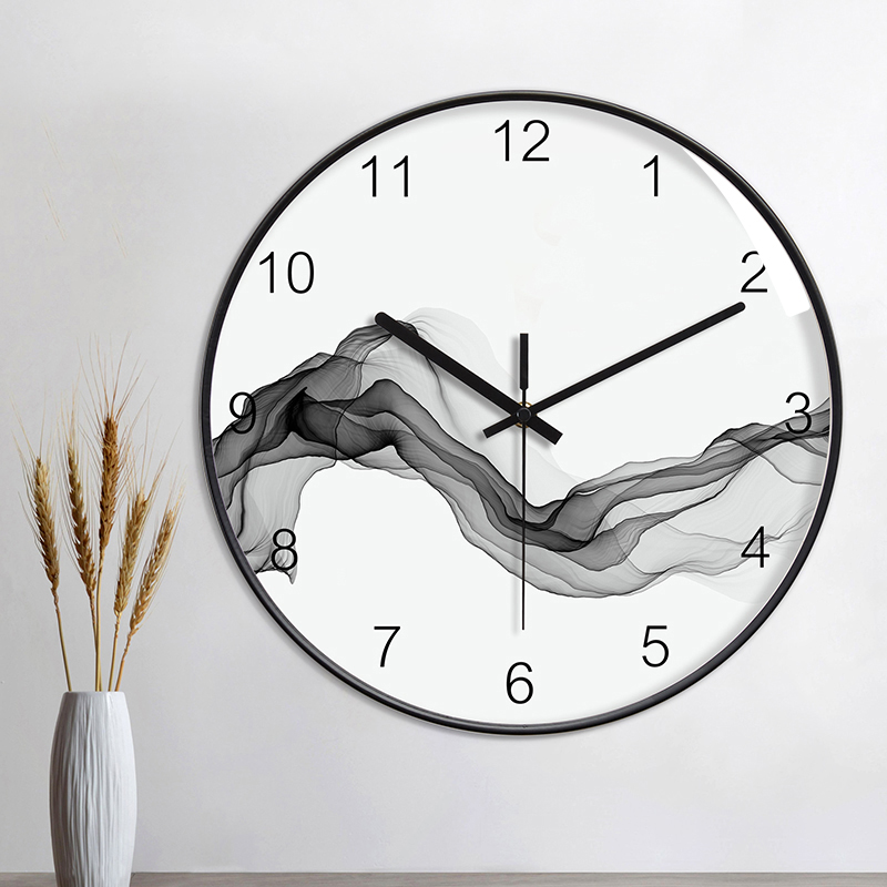 简约挂钟 现代客厅家用时尚钟表免打孔创意无声卧室挂表个性时钟