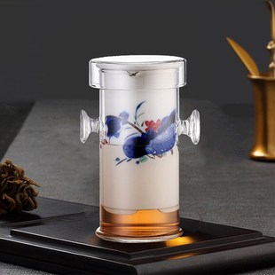 孟瀚泡茶壶玻璃茶壶茶水分离双耳杯茶具套装 普洱过滤红茶冲茶器