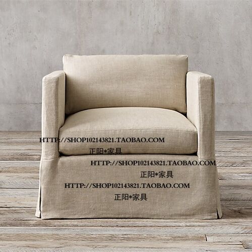 比利时法式乡村水洗亚麻布裙边布艺单人双人三人位沙发全拆洗家具