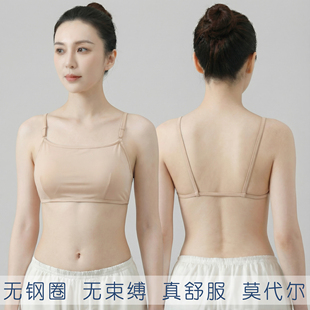 无钢圈女士吊带背心胸垫抹胸露背内衣无束缚文胸中老年妈妈莫代尔