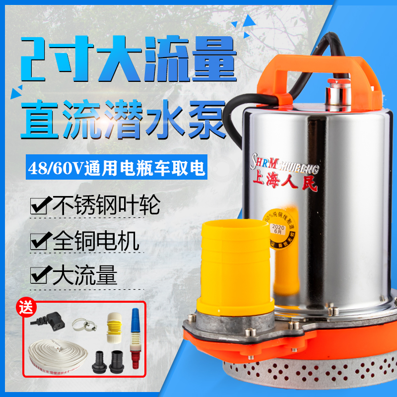 2寸直流潜水泵12v24v48v60v72v伏农用电动车水泵浇地抽水机泵