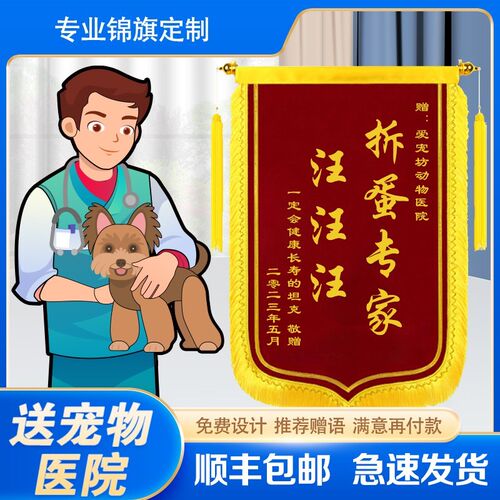 锦旗定制感谢宠物医生大夫医院服务赠送宠物店兽医高档旌旗订定做