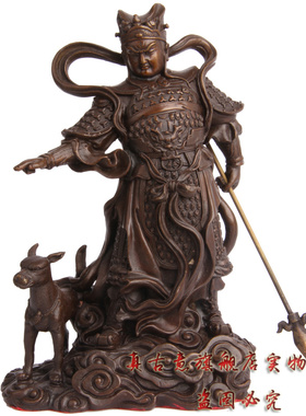 真古意 二郎神摆件杨戬二郎真君铜神像 哮天犬 工艺品吉祥摆件