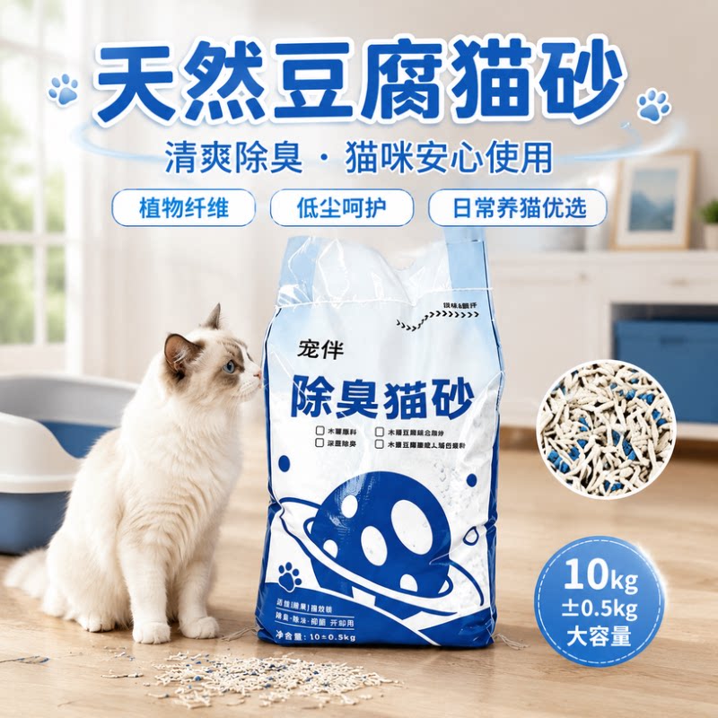 天然豆腐猫砂10kg低尘除臭