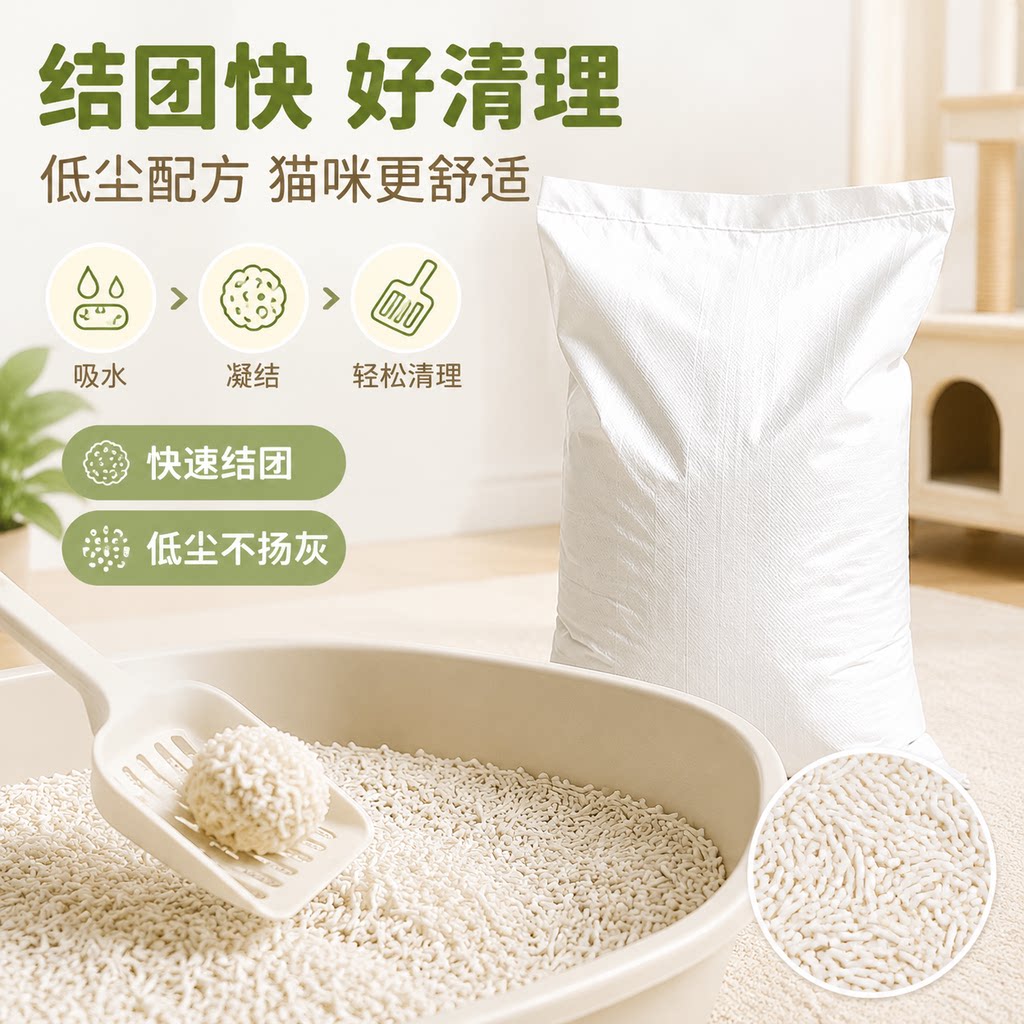植物豆腐猫砂低尘速团吸水不扬灰