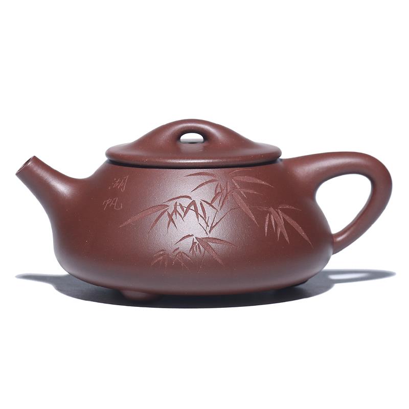 顾景舟底槽清紫砂茶壶 纯手工石瓢茶壶 宜兴紫砂茶具组