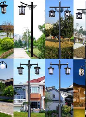 中式仿古灯笼庭院灯新农村户外景观灯3米4双头小区led防水led节能