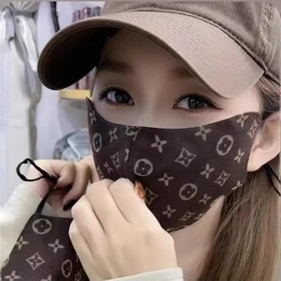 夏季薄款透气口罩薄纱网纱女士高颜值2026新款老花冰丝防晒可水洗
