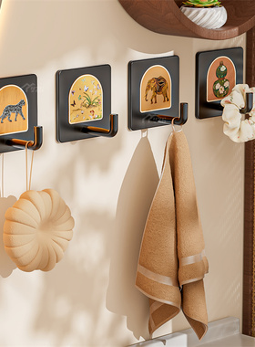 中古风挂钩免打孔玄关浴室门后挂衣架墙上衣服包包收纳装饰挂衣钩