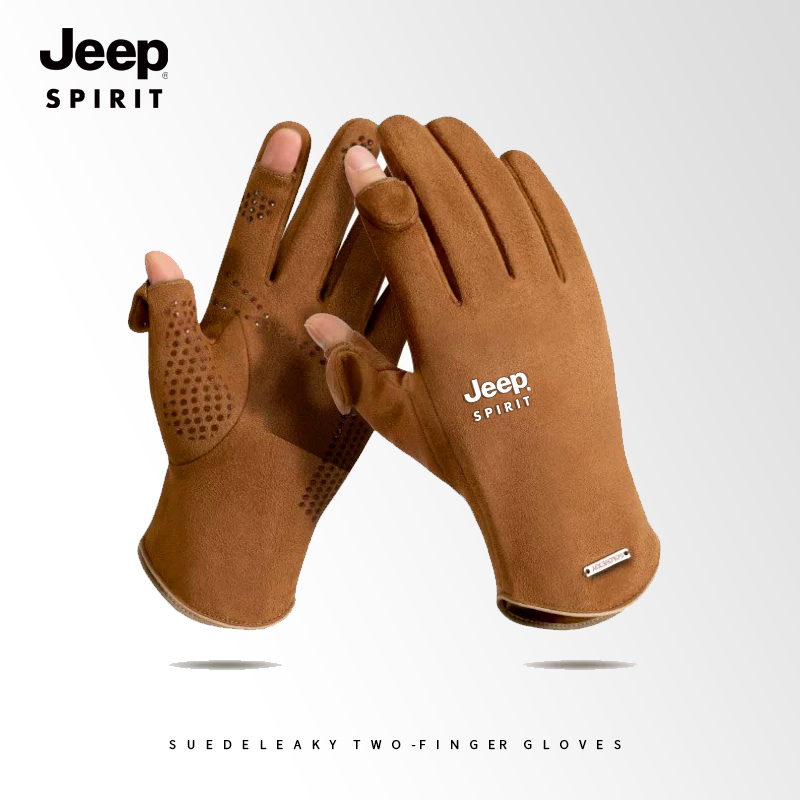 jeep冬季麂皮绒手套加绒加厚男女