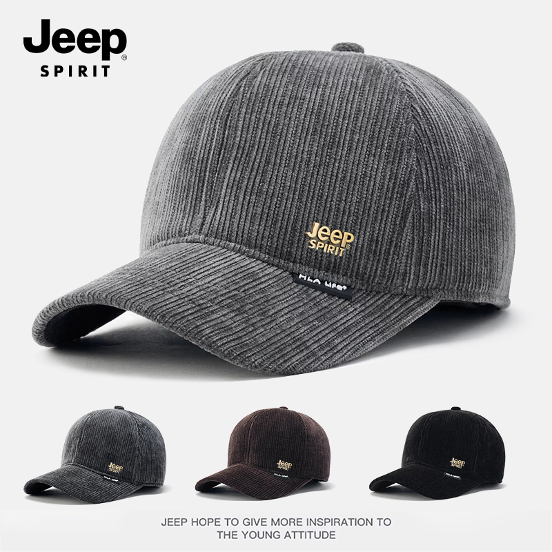 jeep中老年男士护耳保暖鸭舌帽子