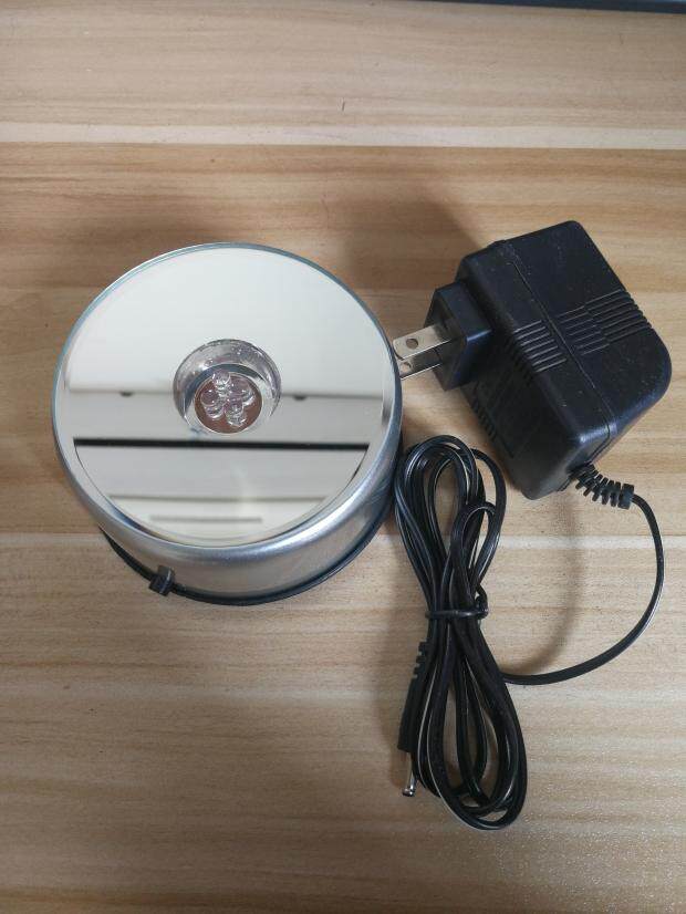 LED旋转发光底座 USB接口现代风格装饰摆件 水晶莲花音乐灯座七彩