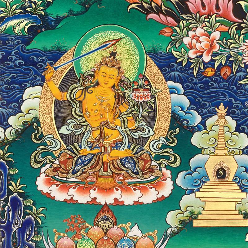 阿弥陀佛唐卡西藏热贡手绘复刻客厅玄关书房佛堂供奉装饰挂画