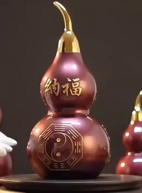 纯铜摆件紫金八卦葫芦光面空心大小号招财挂件家居客厅装饰工艺品