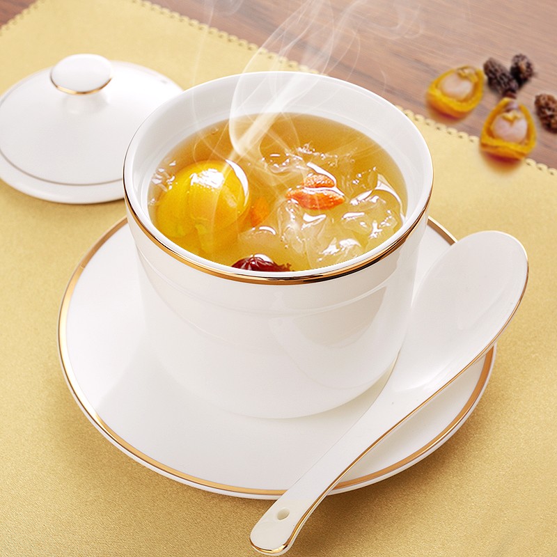 酒店陶瓷迷你燕窝炖盅隔水汤煲炖盅蒸盅内胆带盖炖罐骨瓷小甜品盅